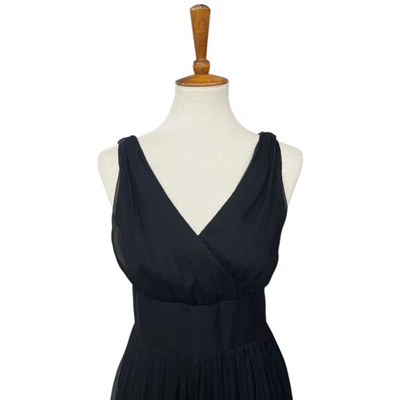 J.Crew 100% Silk Heidi Maxi Pleated V-Neck Dress Gown Size 4 - Picture 2 of 6